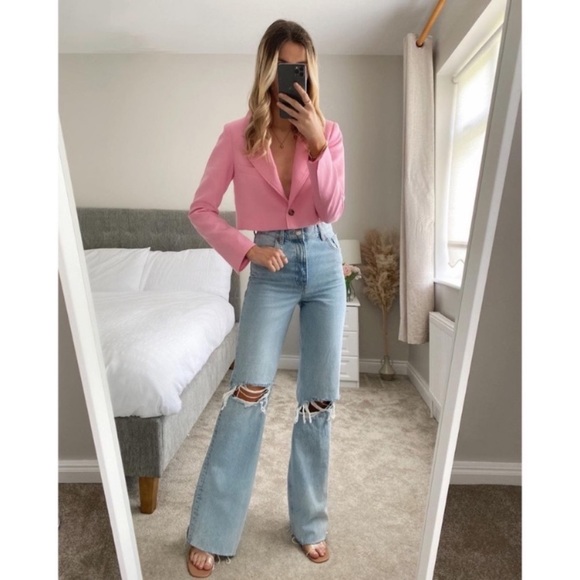 Zara Jackets & Blazers - Zara Blogger Favorite Pink Topstitched Cropped Blazer Medium